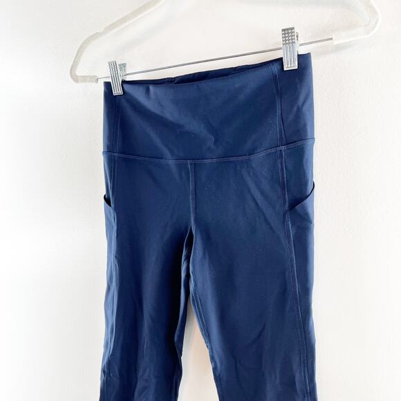 Lululemon Pace Rival High-Rise Crop Leggings 22" No Zip True Navy Blue 4 - Picture 10 of 11